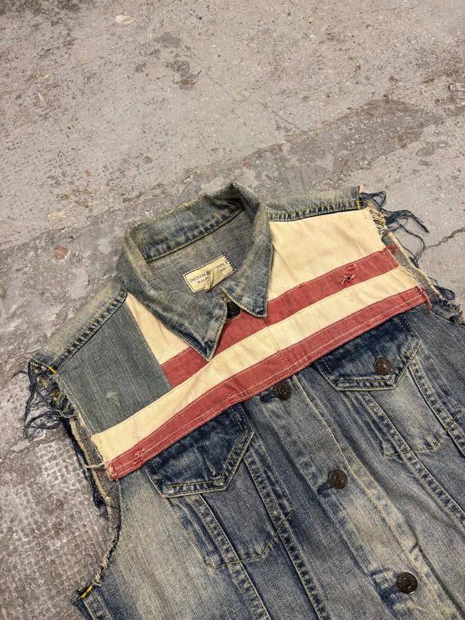 Polo Ralph Lauren 2000s Ralph Lauren USA Flag Blue Denim Vest Jacket Size S / US 4 / IT 40 - 5 Thumbnail