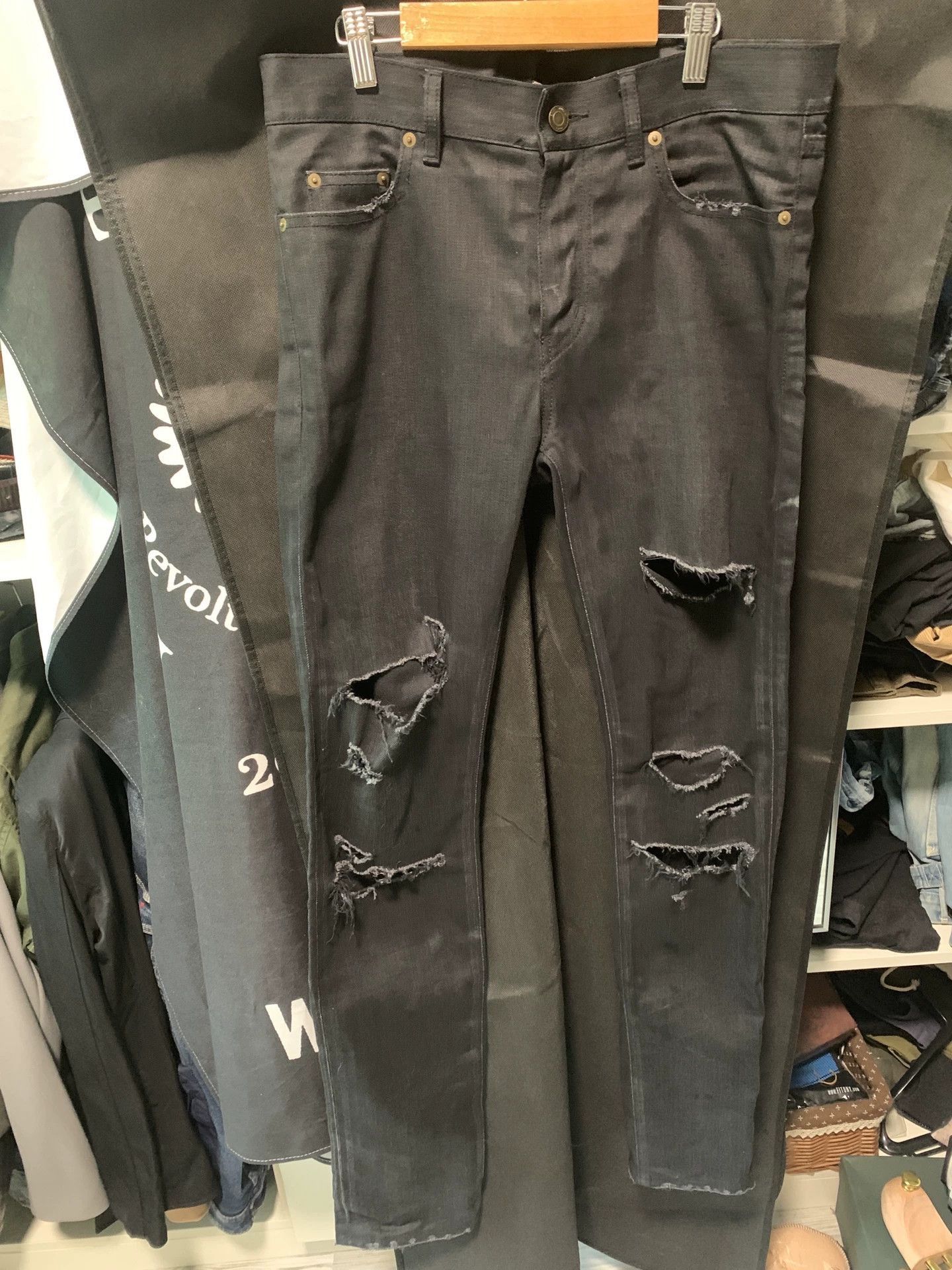 Saint Laurent Paris Black Ripped Denim Jeans Size 30 Size US 30 / EU 46 - 1 Thumbnail