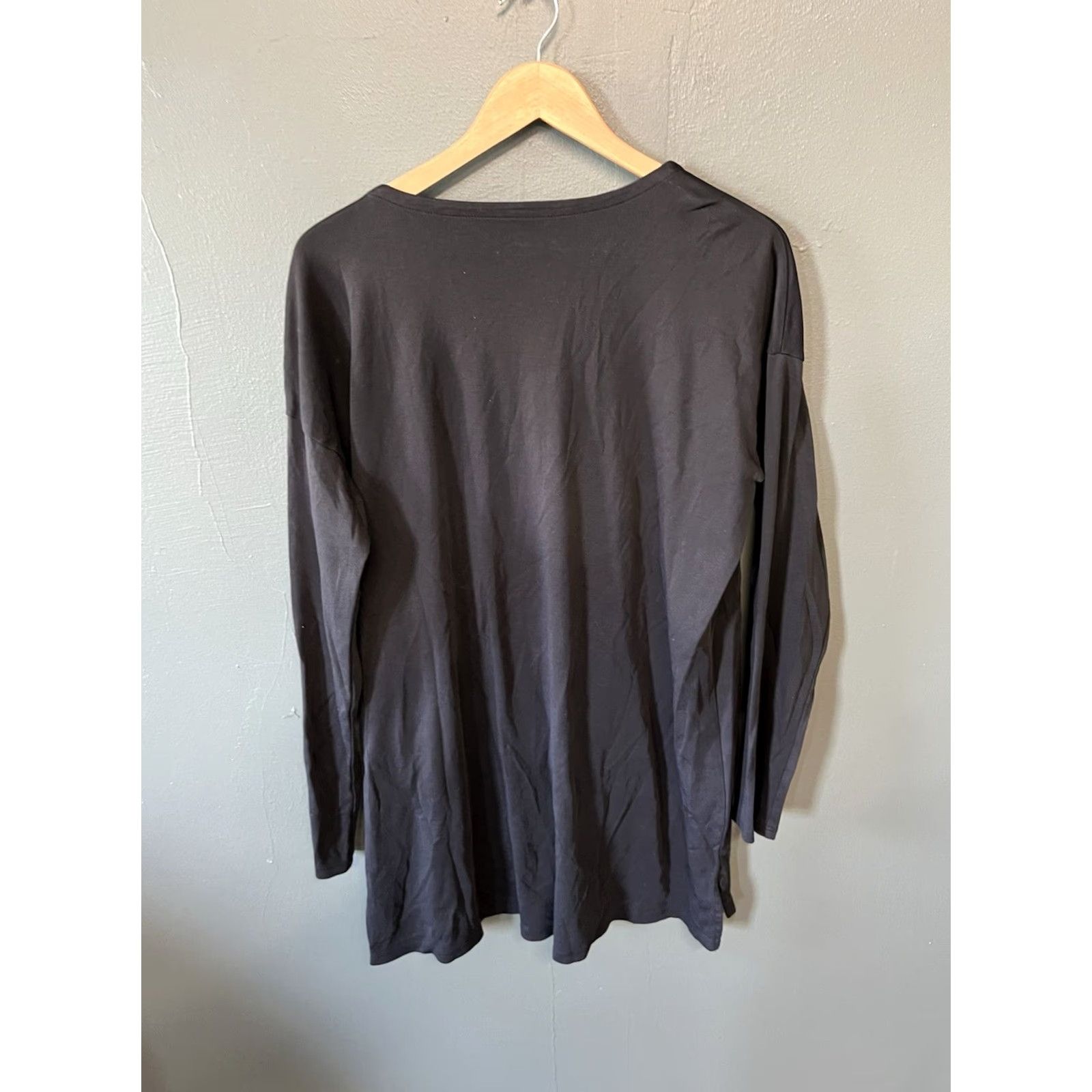 J. Jill J. Jill Womens Tunic Black Long Sleeve Shirt Size L Tall Supima Creneck Shirt T-Shirt Size L / US 10 / IT 46 - 2 Thumbnail