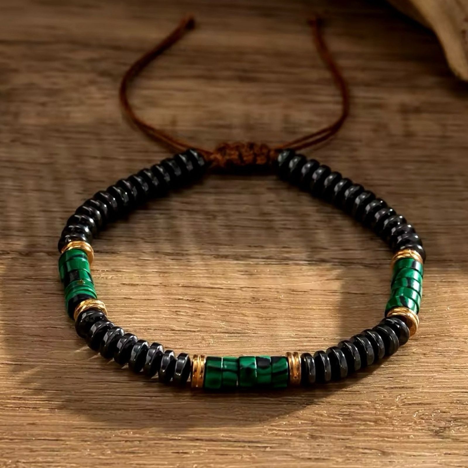 Other 6mm Green Natural Stone Beaded Bracelets for Men Hematite Size ONE SIZE - 1 Thumbnail