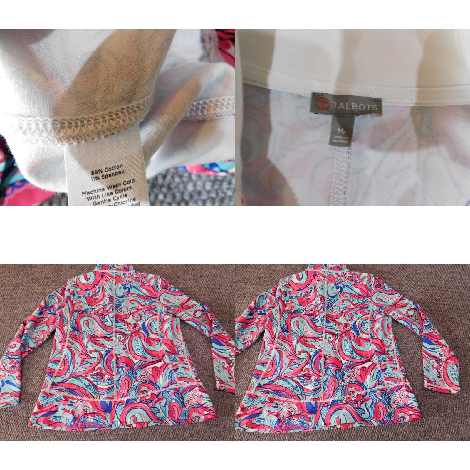 Talbots Talbots Red Floral Jacket Womens Petite Mid-Length Zip Stretch Casual Fall Spring Blouse? Size M / US 6-8 / IT 42-44 - 8 Thumbnail