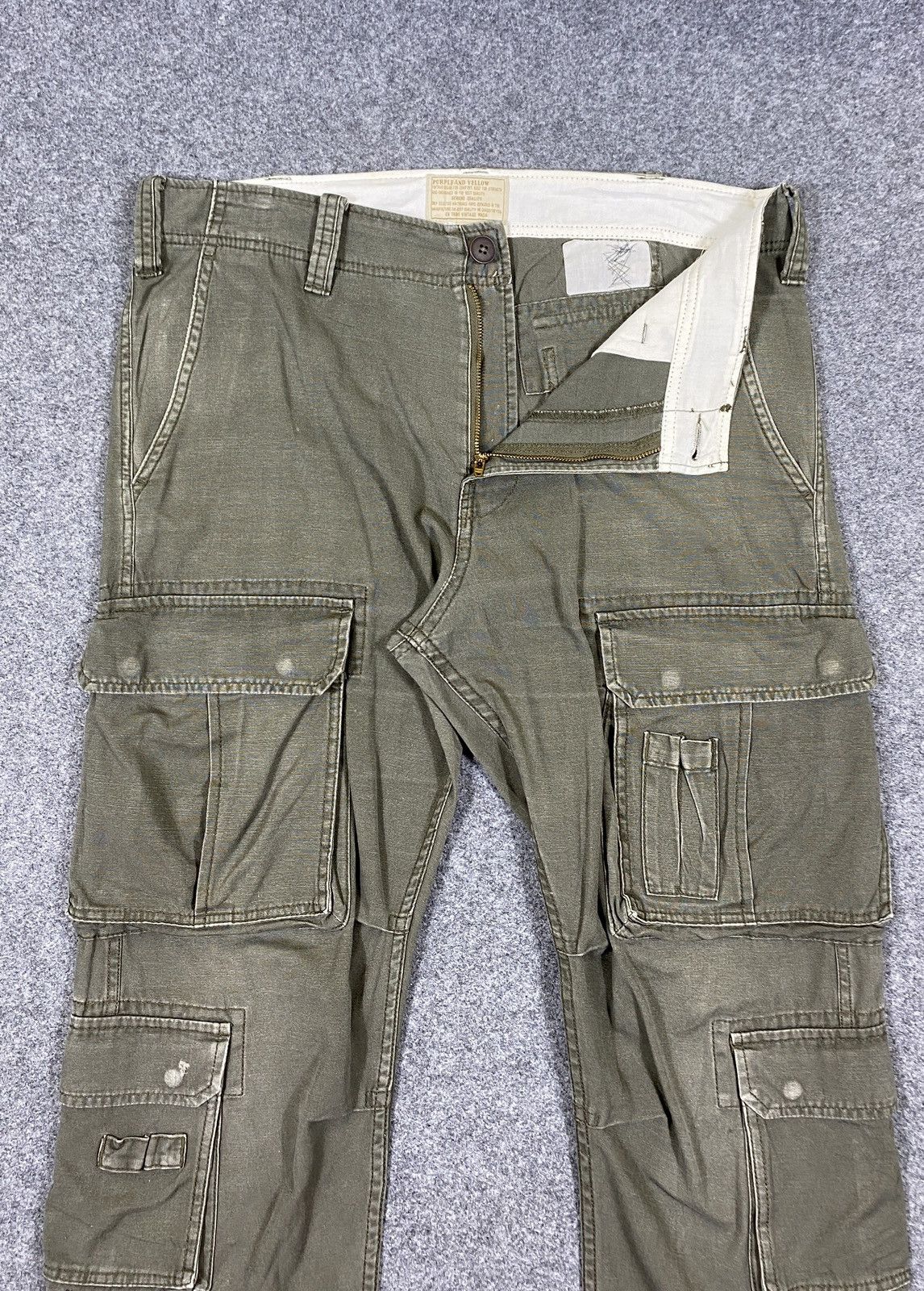 Purple Brand Vintage’90s🔥Purple&Yellow🔥Fade Green Army Cargo Pants Size US 36 / EU 52 - 7 Thumbnail