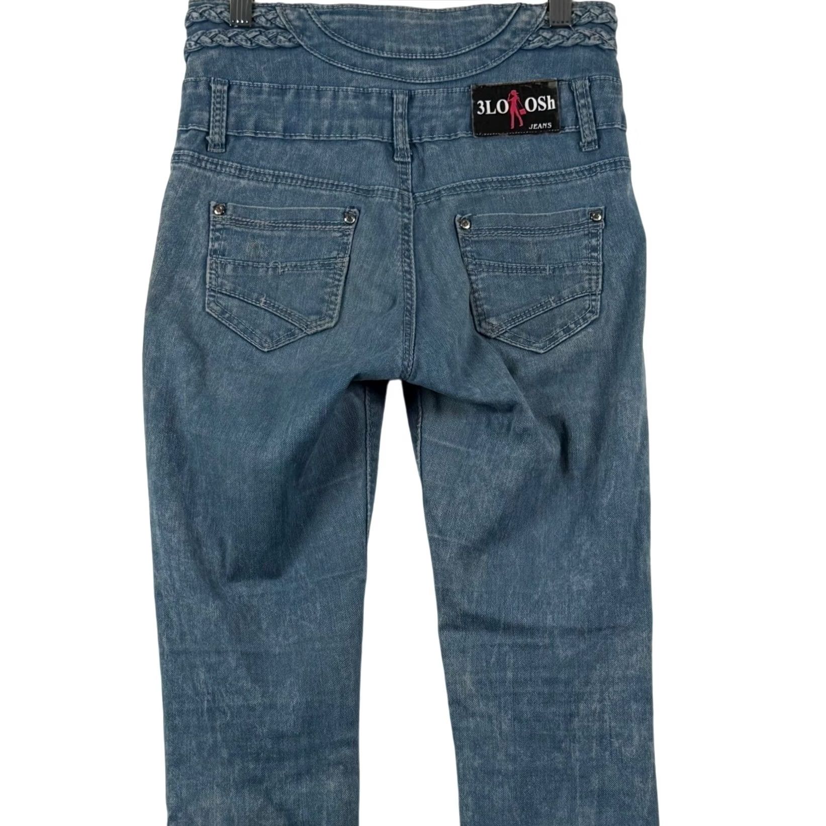 Vintage 3LOOSh Jeans Slim Fit 26 High Waist Button Fly Braided Denim Y2K Boho Festival Size 26" / US 2 / IT 38 - 4 Thumbnail