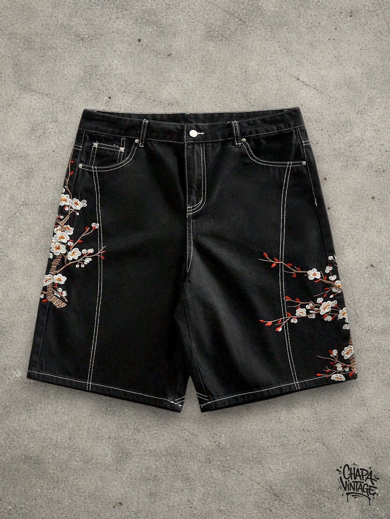 Vintage Flower jeans shorts Size US 32 / EU 48 - 1 Thumbnail