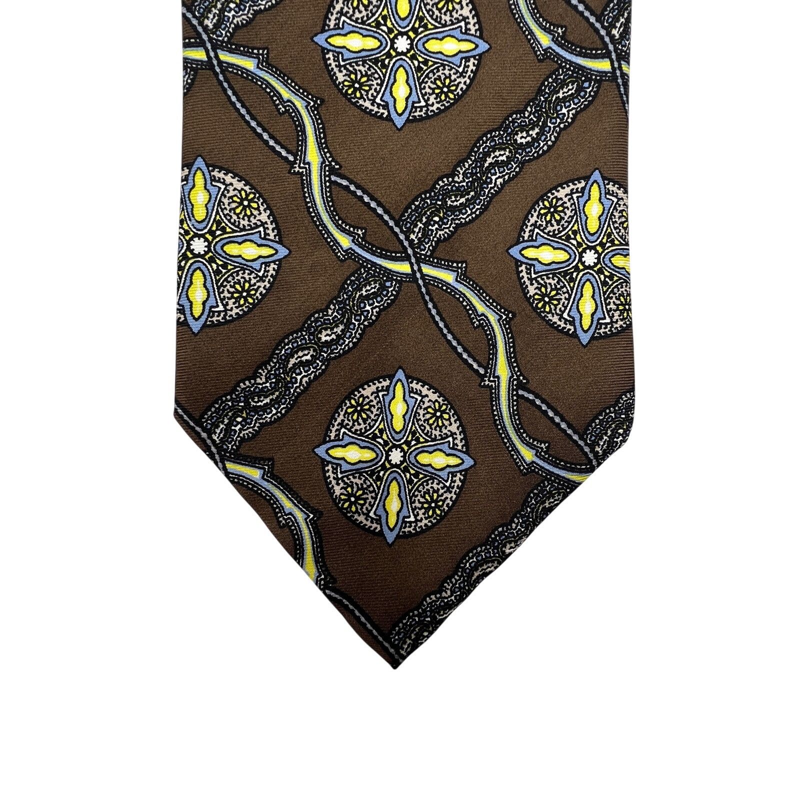 Vintage × Yves Saint Laurent Yves Saint Laurent Vintage 70s Silk Tie Brown Size ONE SIZE - 1 Thumbnail