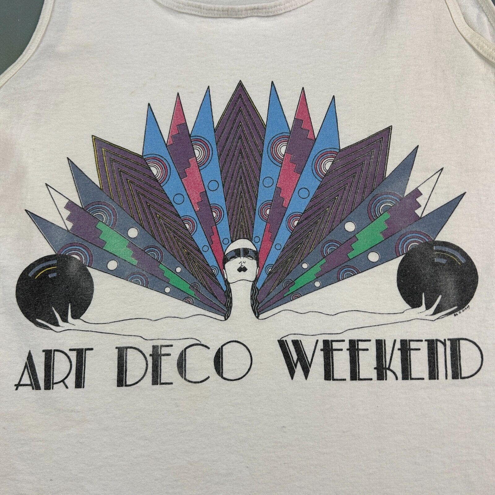 Fruit Of The Loom VINTAGE 90s | Art Deco Weekend Sleeveless Tank T-Shirt sz L Size US L / EU 52-54 / 3 - 3 Thumbnail
