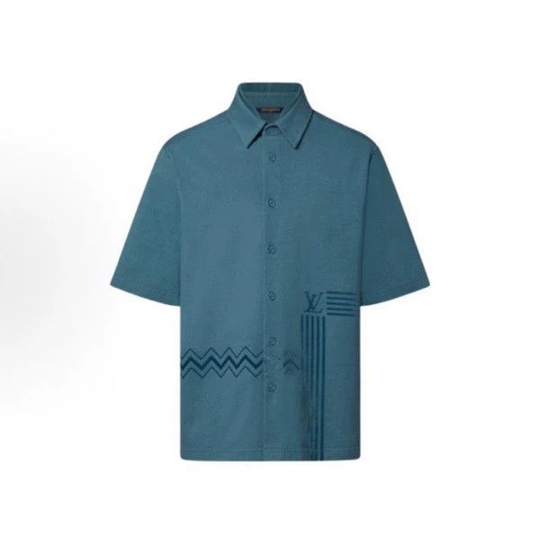 Louis Vuitton Louis Vuitton Flocked Logo printed knit short sleeve shirt Size US L / EU 52-54 / 3 - 1 Thumbnail