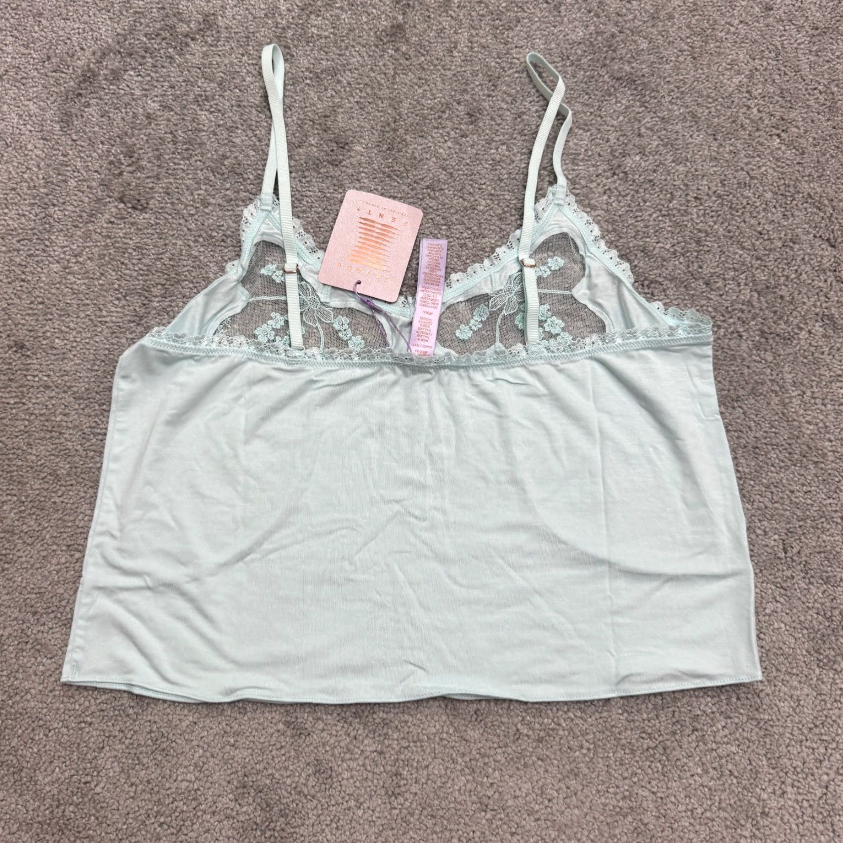 Vintage Savage Fenty By Rihanna Sleepwear A Peek Behind Lace Camisole Medium Blue NWT Size ONE SIZE - 3 Thumbnail