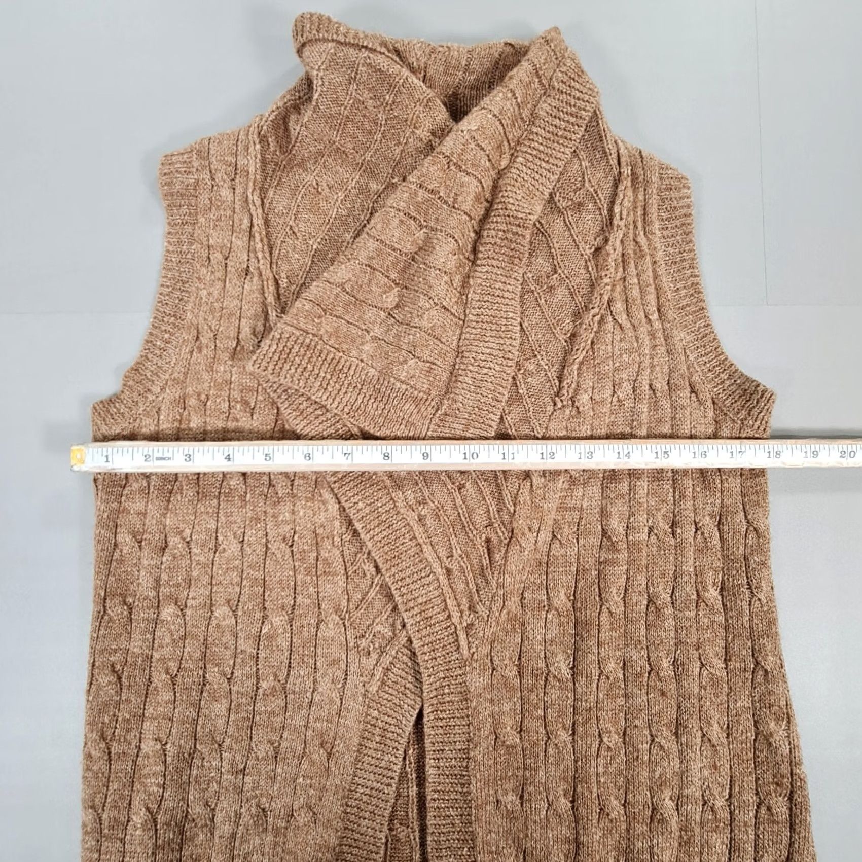 Ralph Lauren Ralph Lauren Womens Cardigan Brown XS Waterfall Cable Knit Linen Alpaca Size XS / US 0-2 / IT 36-38 - 3 Thumbnail