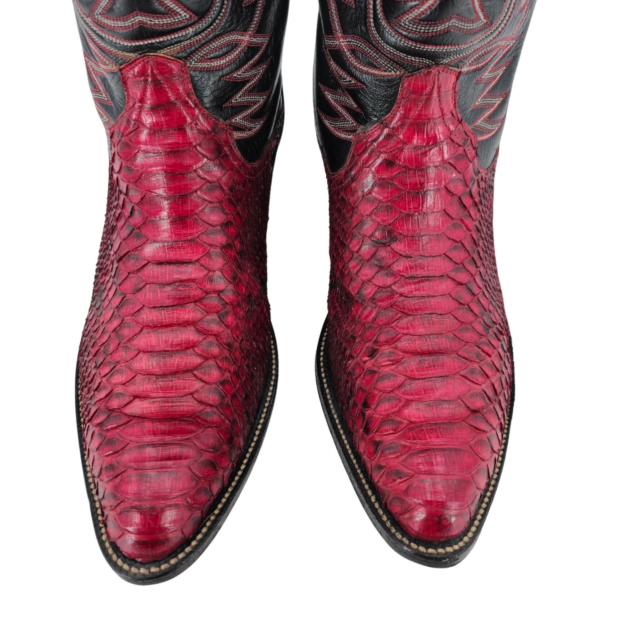 Other Vintage Men 11.5D Red Python Exotic Snakeskin Leather Cowboy Size US 11.5 / EU 44-45 - 2 Thumbnail