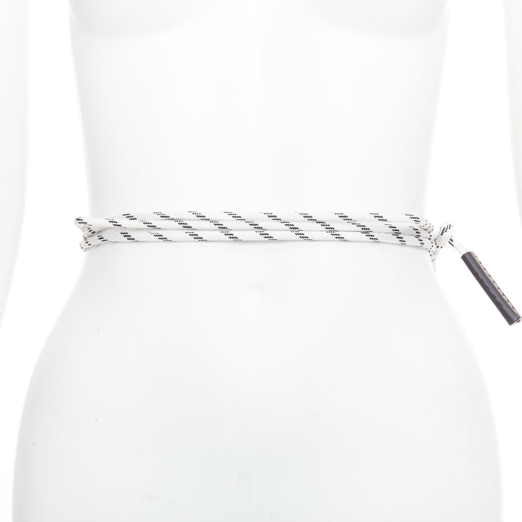 Marni MARNI white black leather trim half wired rope tie wrap belt Size ONE SIZE - 1 Thumbnail