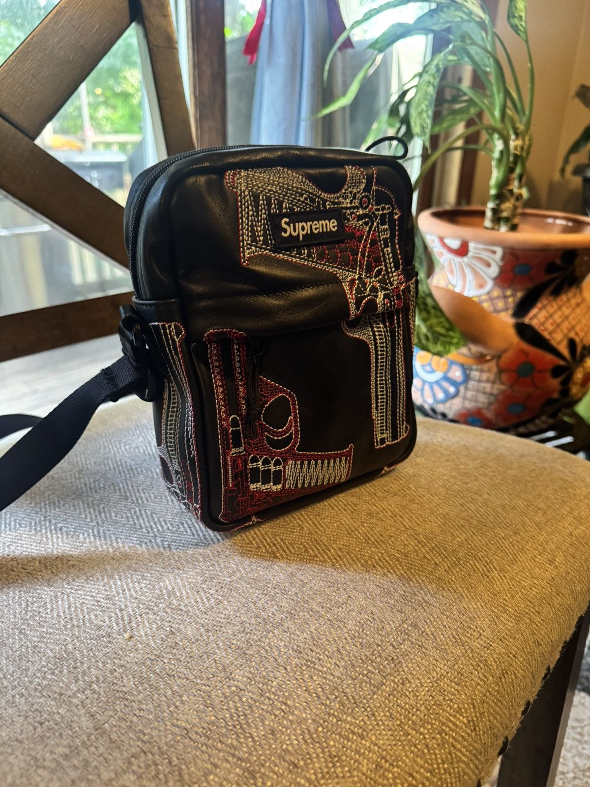 Supreme Supreme Gun Embroidered Black Shoulder Bag Crossbody SS26