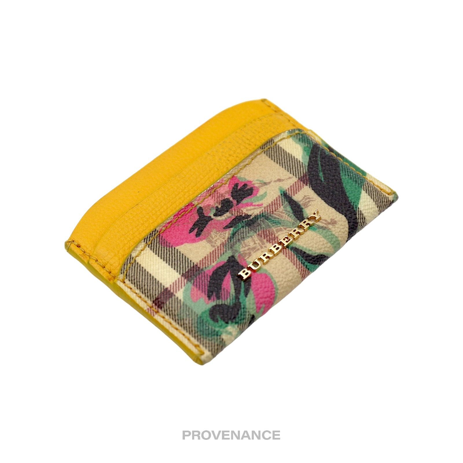 Burberry 🔴 Burberry Floral Card Holder Wallet - Nova Check Yellow Size ONE SIZE - 3 Thumbnail