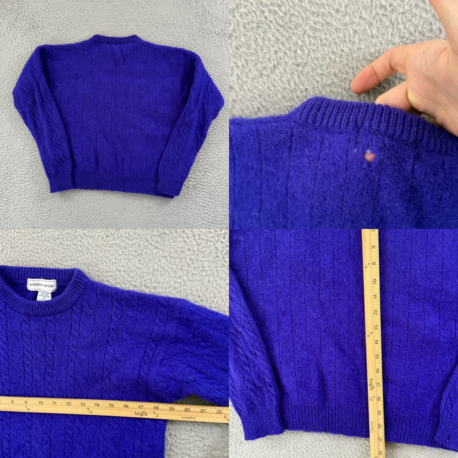 MooRER VINTAGE Jennifer Moore Sweater Women’s Small Purple Cable Knit 80s Wool Pullover Size S / US 4 / IT 40 - 8 Thumbnail