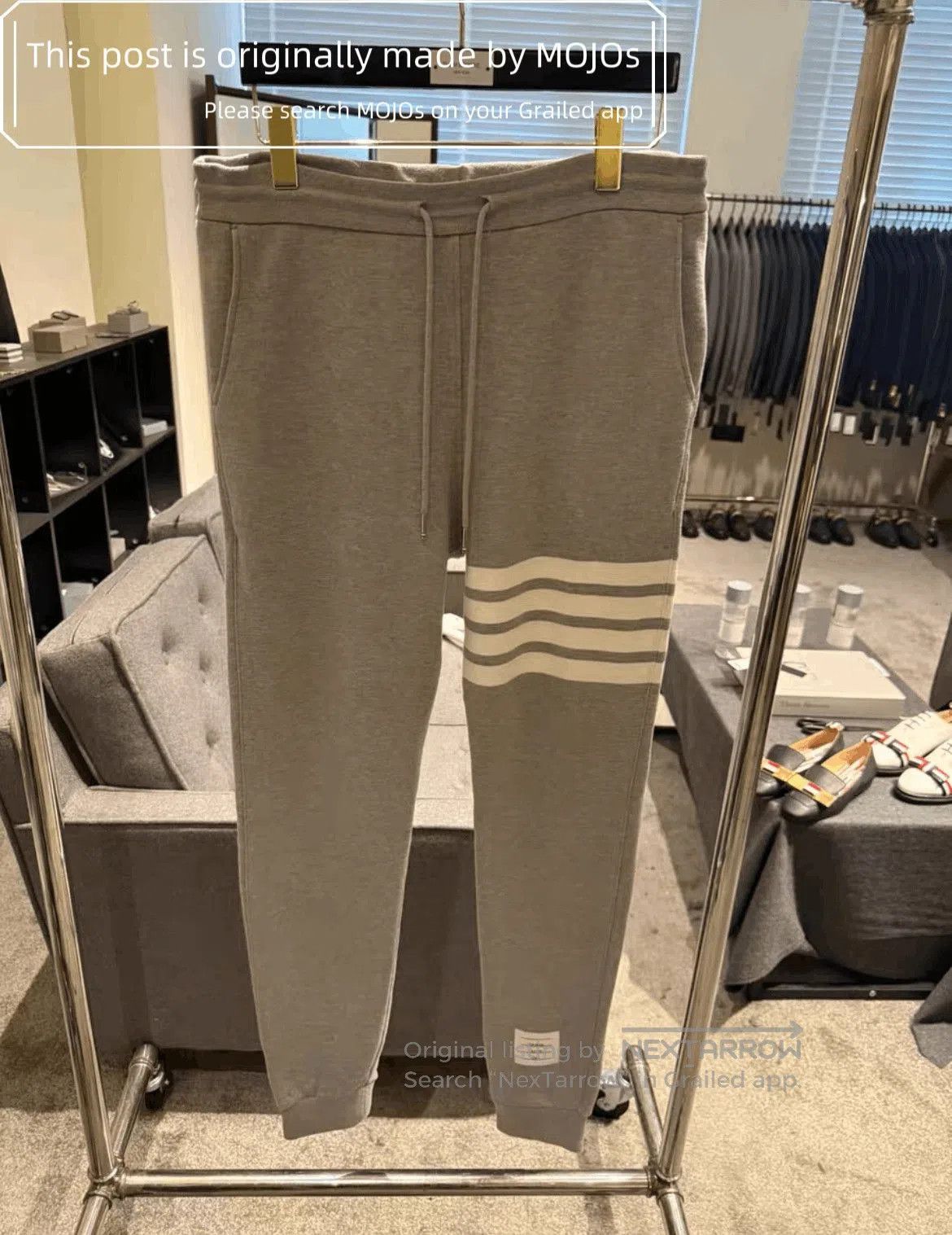 Thom Browne Sz 2 Thom Browne Classic White Stripe Gray Sweatpants. Size US 32 / EU 48 - 1 Thumbnail
