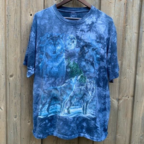 Vintage 1994 Wolf Print Graphic T Shirt Tie Dye