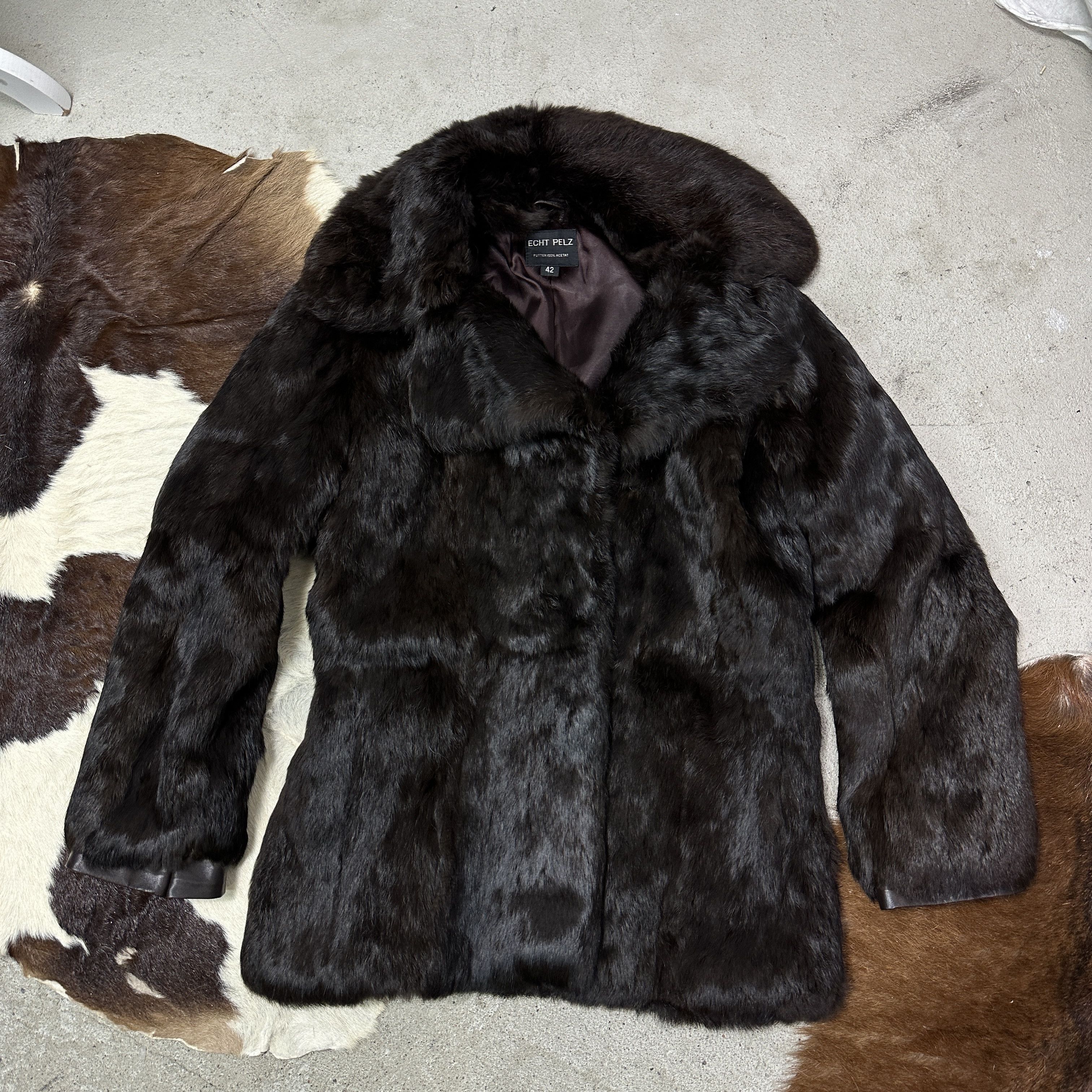 Vintage Vintage Old Money Chocolate Brown Tailored Rabbit Fur 90s Size L / US 10 / IT 46 - 5 Thumbnail