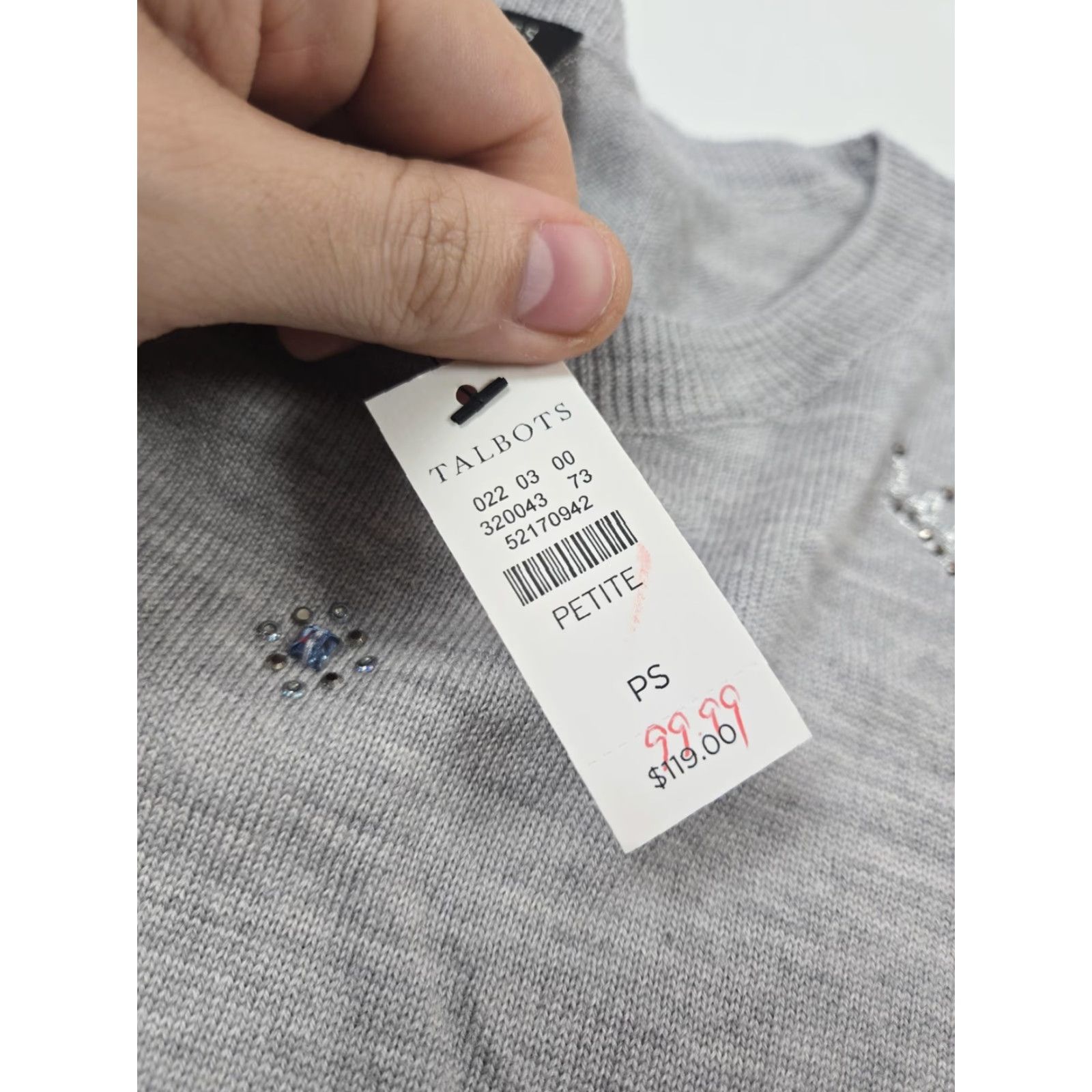 Talbots Talbots Sweater Womens Petite Small Gray Merino Wool Crown Embellished Pullover Size S / US 4 / IT 40 - 6 Thumbnail