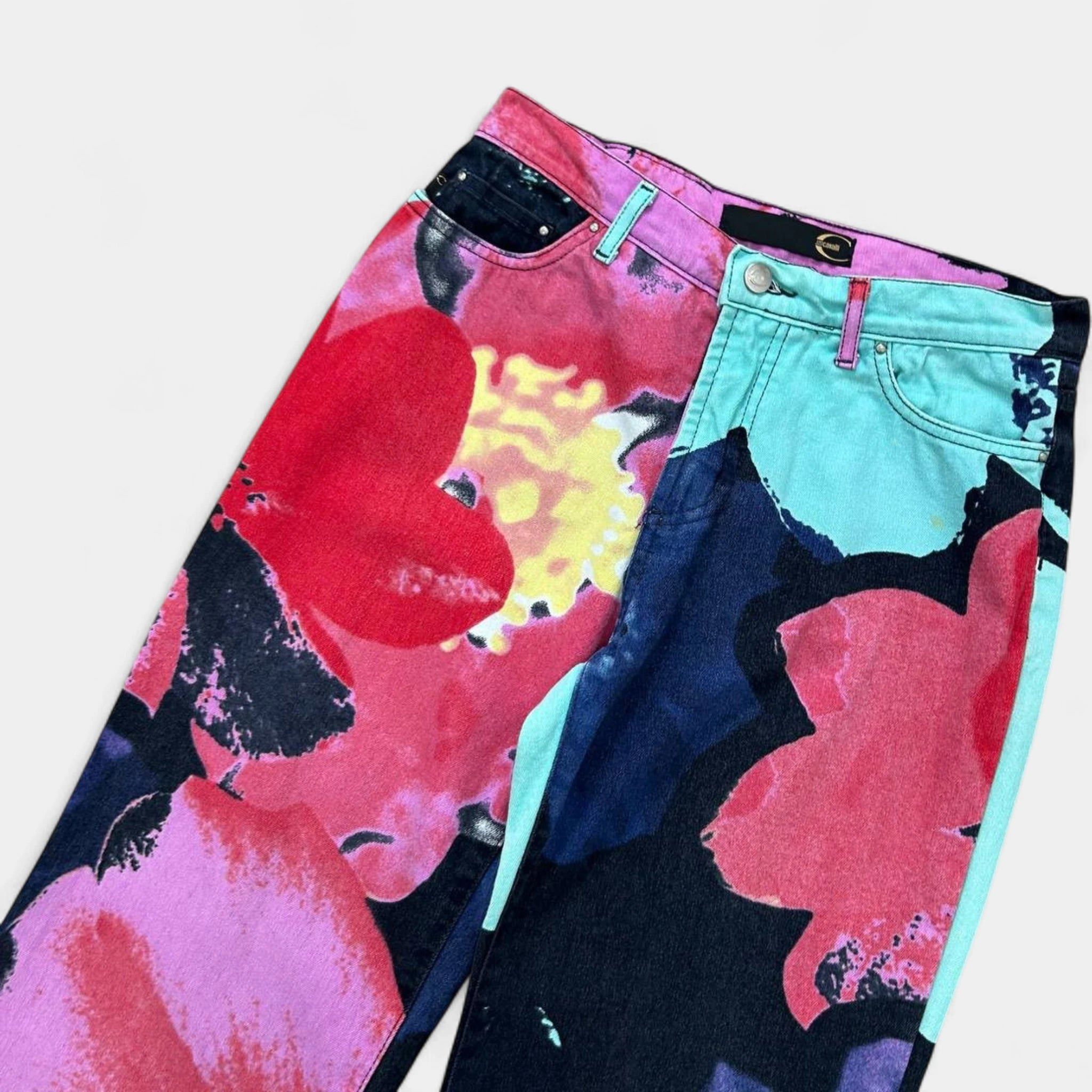 Just Cavalli Just Cavalli 2000s Floral Multicolor Flared Denim Pants Size US 28 / EU 44 - 2 Thumbnail