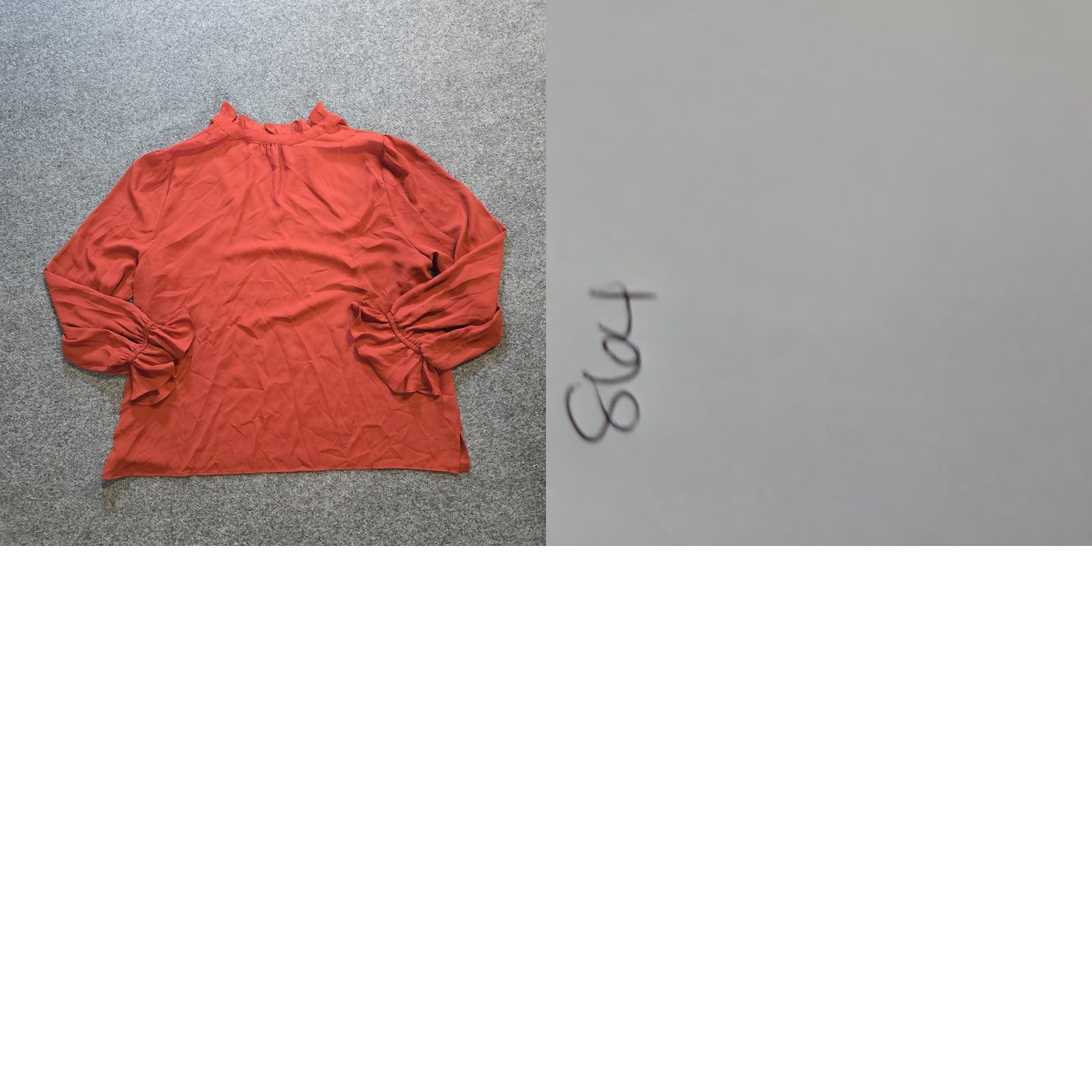 J.Crew J.CREW Blouse Shirt Womens 2XL Orange V-Neck Drapey Gathered Ruffle Casual Everyday Size XXL / US 16-18 / IT 52-54 - 8 Thumbnail
