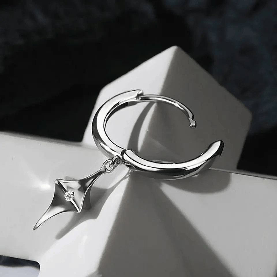 Jewelry Crystal Star Stone Earrings Gothic Punk Chrome Jewelry Spike Size ONE SIZE - 3 Thumbnail