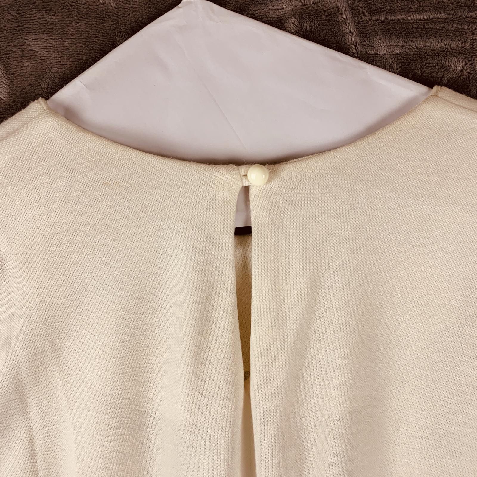 Designer Vintage Periwinkle Cream LS Wool Midi Dress w Button DTL 382 Size XL / US 12-14 / IT 48-50 - 8 Thumbnail