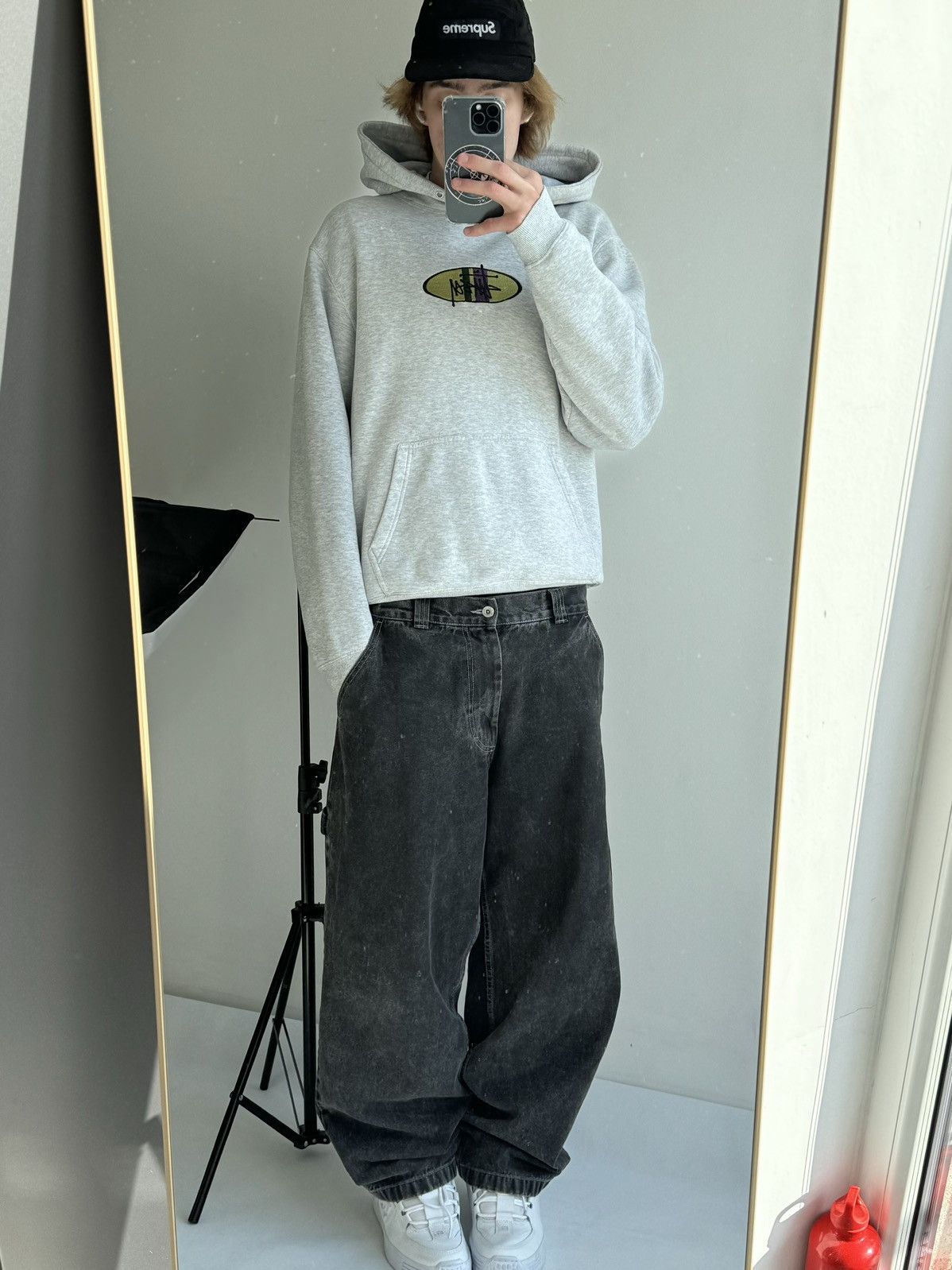 Stussy × Vintage STUSSY CENTER LOGO VINTAGE OVERSIZE HOODIE Size US XL / EU 56 / 4 - 20 Thumbnail