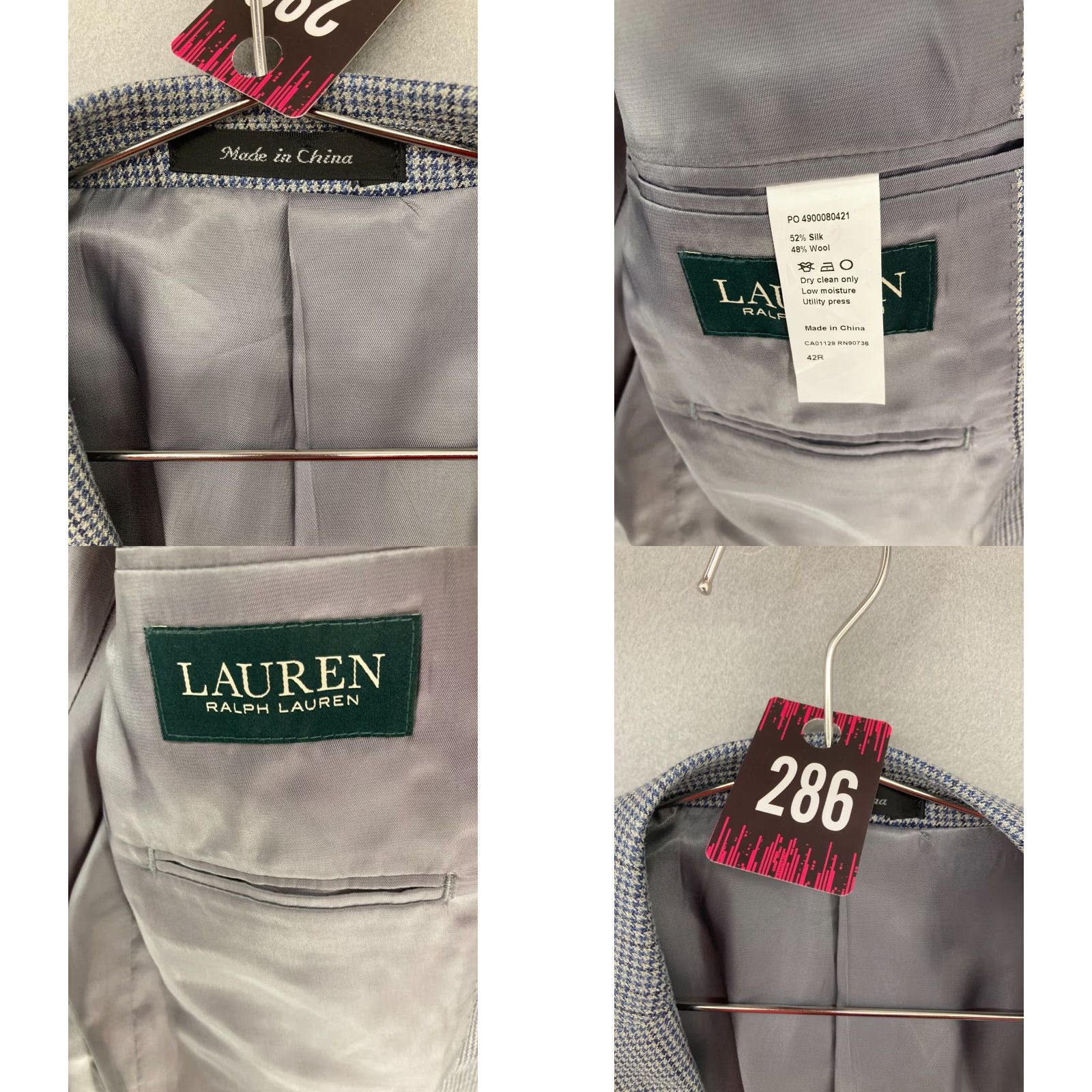 Ralph Lauren Lauren Ralph Lauren Blazer Mens 42r Check Blue Silk Blend Jacket 2-Button Single-Breast Men’s Size 42 Size 42R - 8 Thumbnail