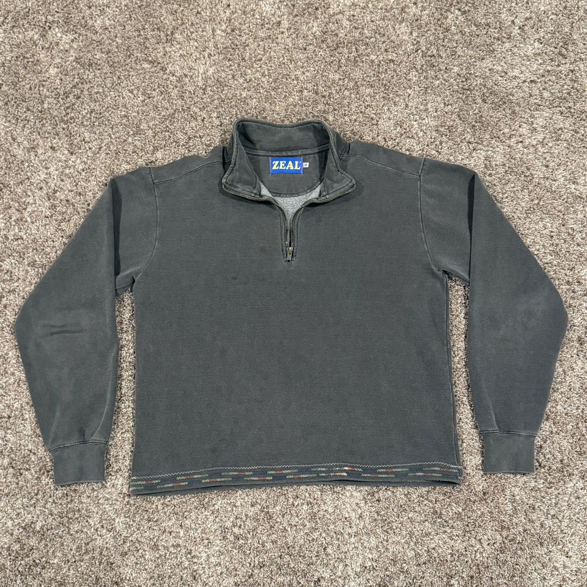 Other Zeal Multicolor Stitch Quarter Zip Sweater Gray Grey Sz M Size US M / EU 48-50 / 2 - 2 Thumbnail