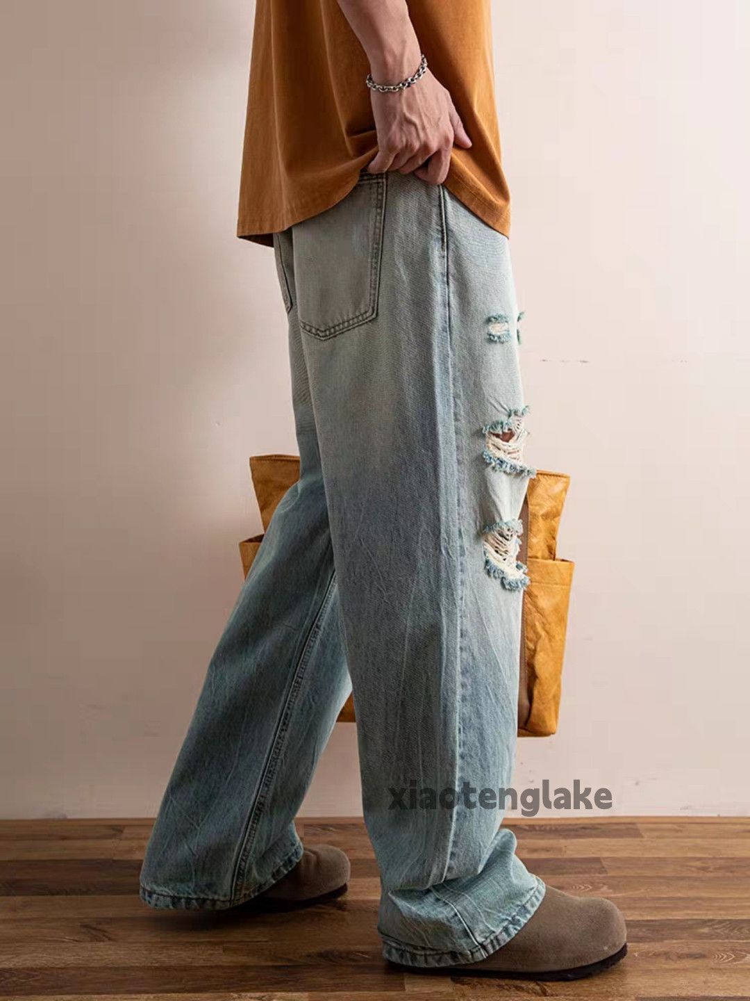 Vintage xtl washed faded loose baggy ripped damaged jeans Size US 30 / EU 46 - 6 Thumbnail