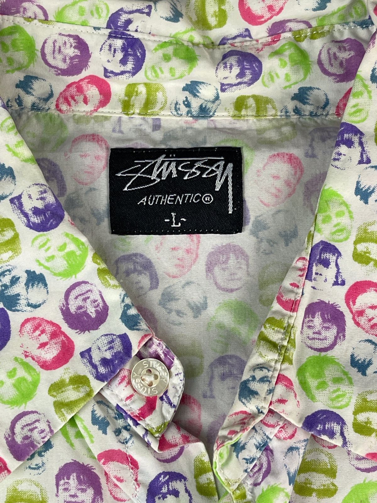 Stussy × Vintage Stussy AOP kids faces short shirt Size US L / EU 52-54 / 3 - 3 Thumbnail