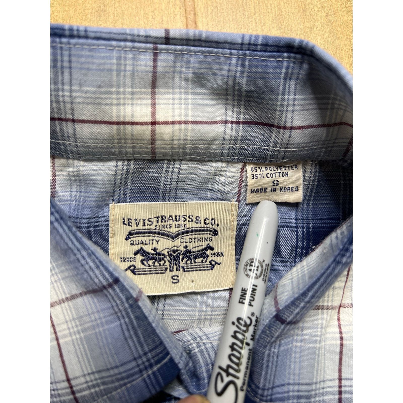 Levi's Vintage Levi’s Western Plaid Pearl Snap Shirt Blue Mens S Size US S / EU 44-46 / 1 - 5 Thumbnail