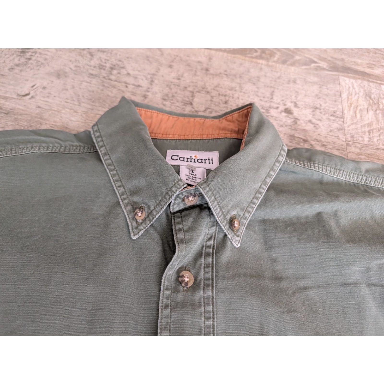 Carhartt VINTAGE Carhartt Shirt Men’s XLT Green Heavyweight Short Sleeve Cotton Workwear S133MOS Size US XL / EU 56 / 4 - 3 Thumbnail