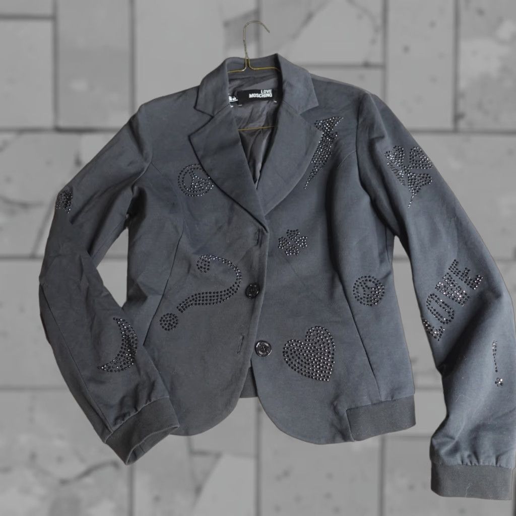 Moschino Love Moschino Womens Blazer 10 Black Bomber Bling Size L / US 10 / IT 46 - 1 Thumbnail