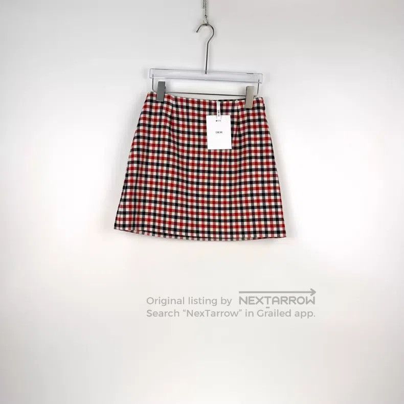 Dior Dior Red small plaid wool tweed skirt Size 24" / US 00 / IT 34 - 3 Thumbnail