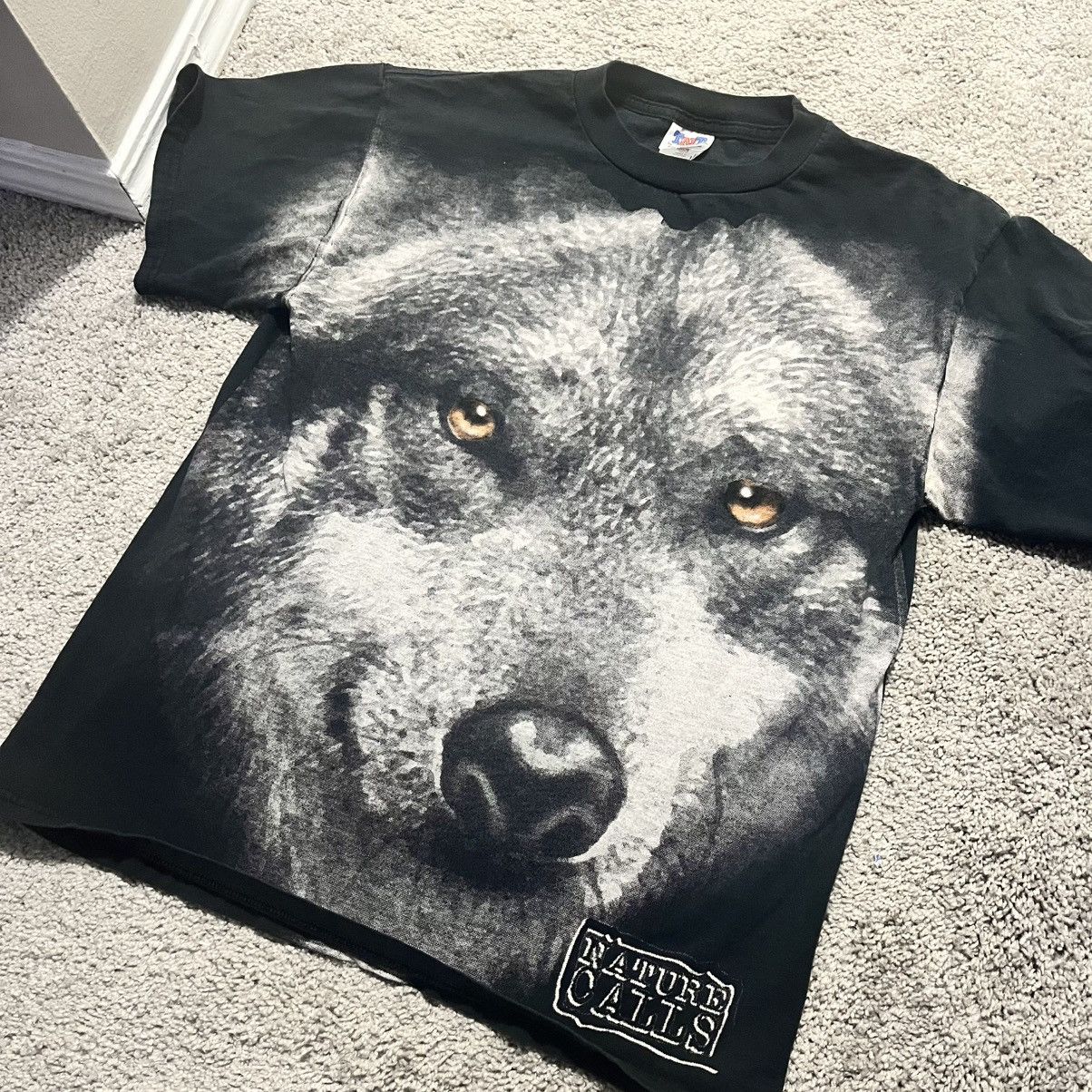 Vintage Vintage Wolf Animal Big Print 1993 Single Stitch Shirt XL Size US L / EU 52-54 / 3 - 2 Thumbnail