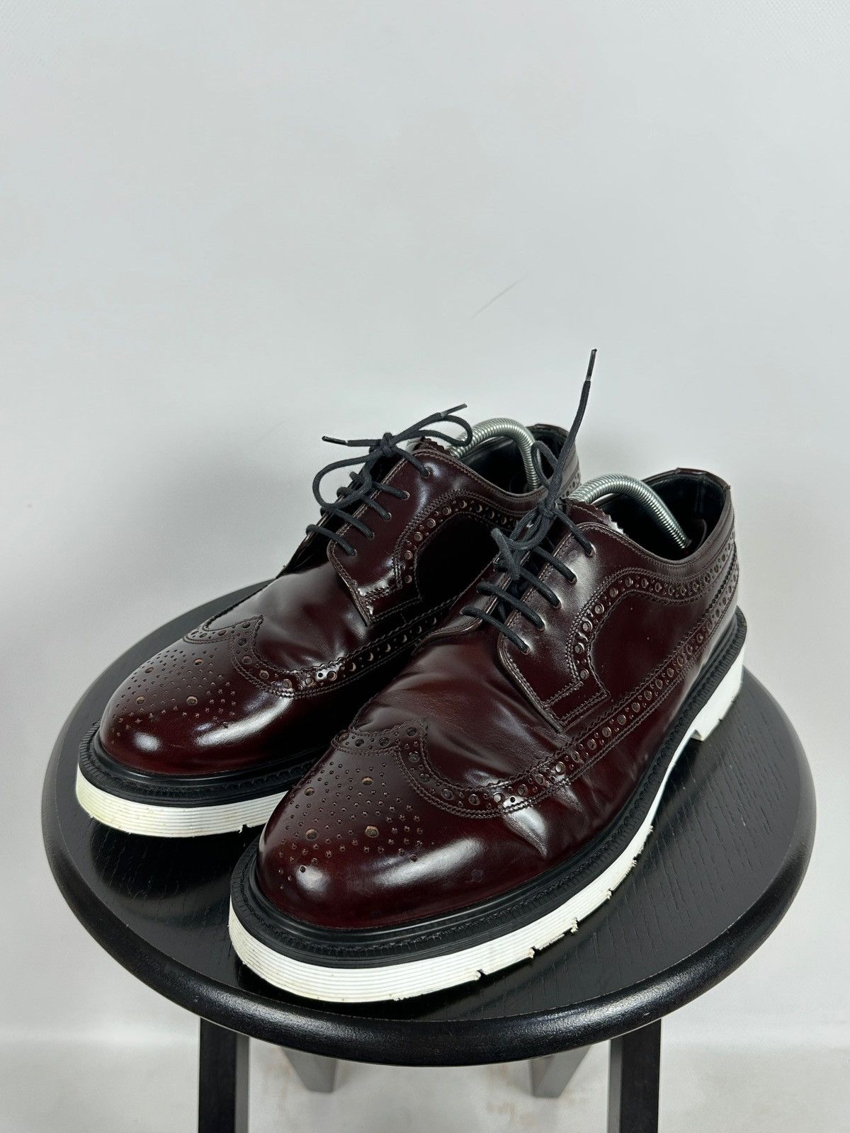 Loake Loake Navy Burgundy Patent Leather Brogue Boots Shoes Size US 10.5 / EU 43-44 - 2 Thumbnail