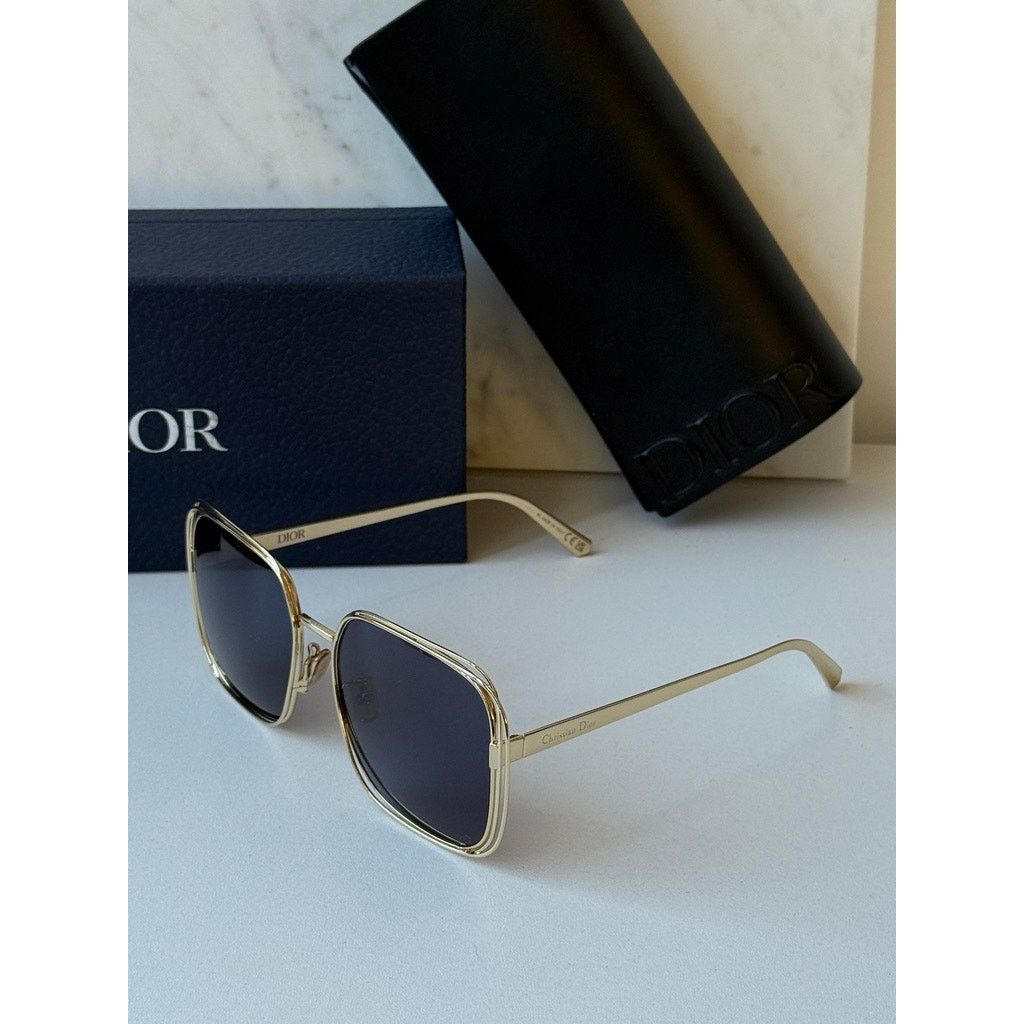 Dior NEW Dior FilDior S1U Square Sunglasses in Gold Blue Size ONE SIZE - 6 Thumbnail