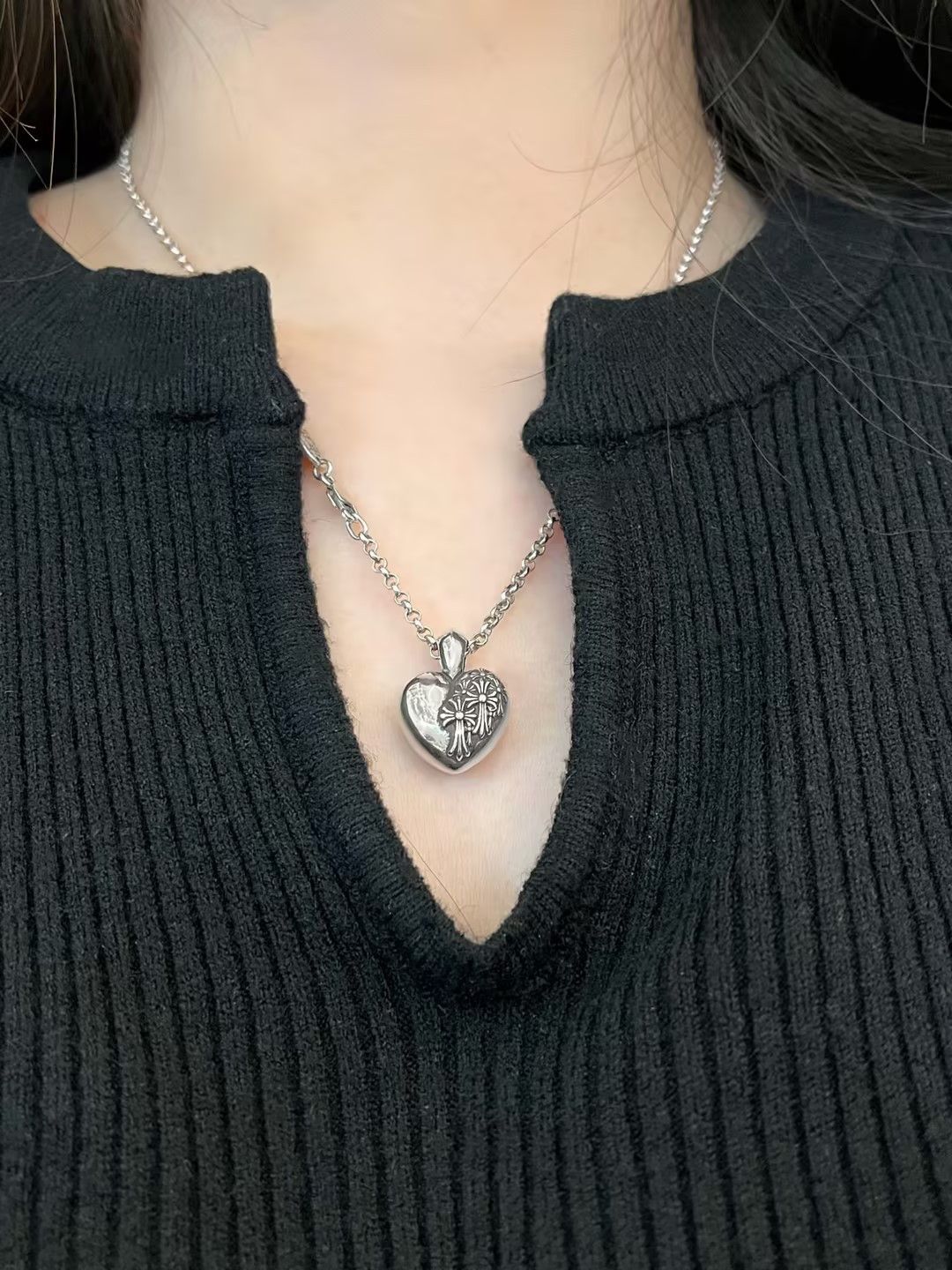 Chrome Hearts Chrome Hearts Silver R.l.P Heart Cemetery Necklace Pendant Size ONE SIZE - 9 Thumbnail