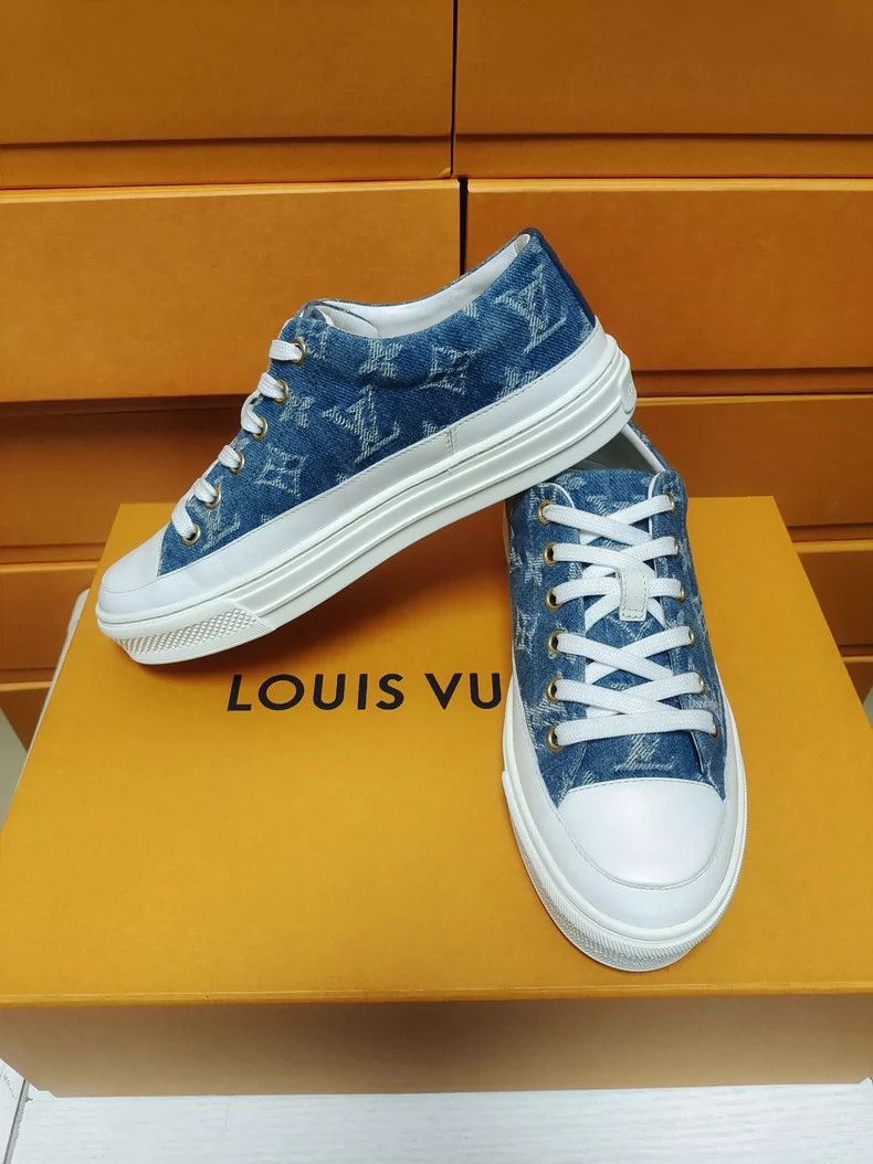 Louis Vuitton LV Denim Blue Lace-Up Sneakers for Women-2507 Size US 5 / IT 35 - 3 Thumbnail