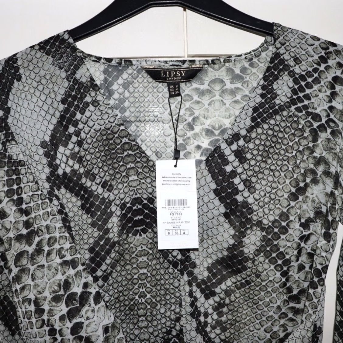 Vintage Lipsy Snake Wrap Top Wrap Top Multicoloured V-Neck Petite Women’s UK 8 New With Tags Bnwt Summer Size M / US 6-8 / IT 42-44 - 5 Thumbnail