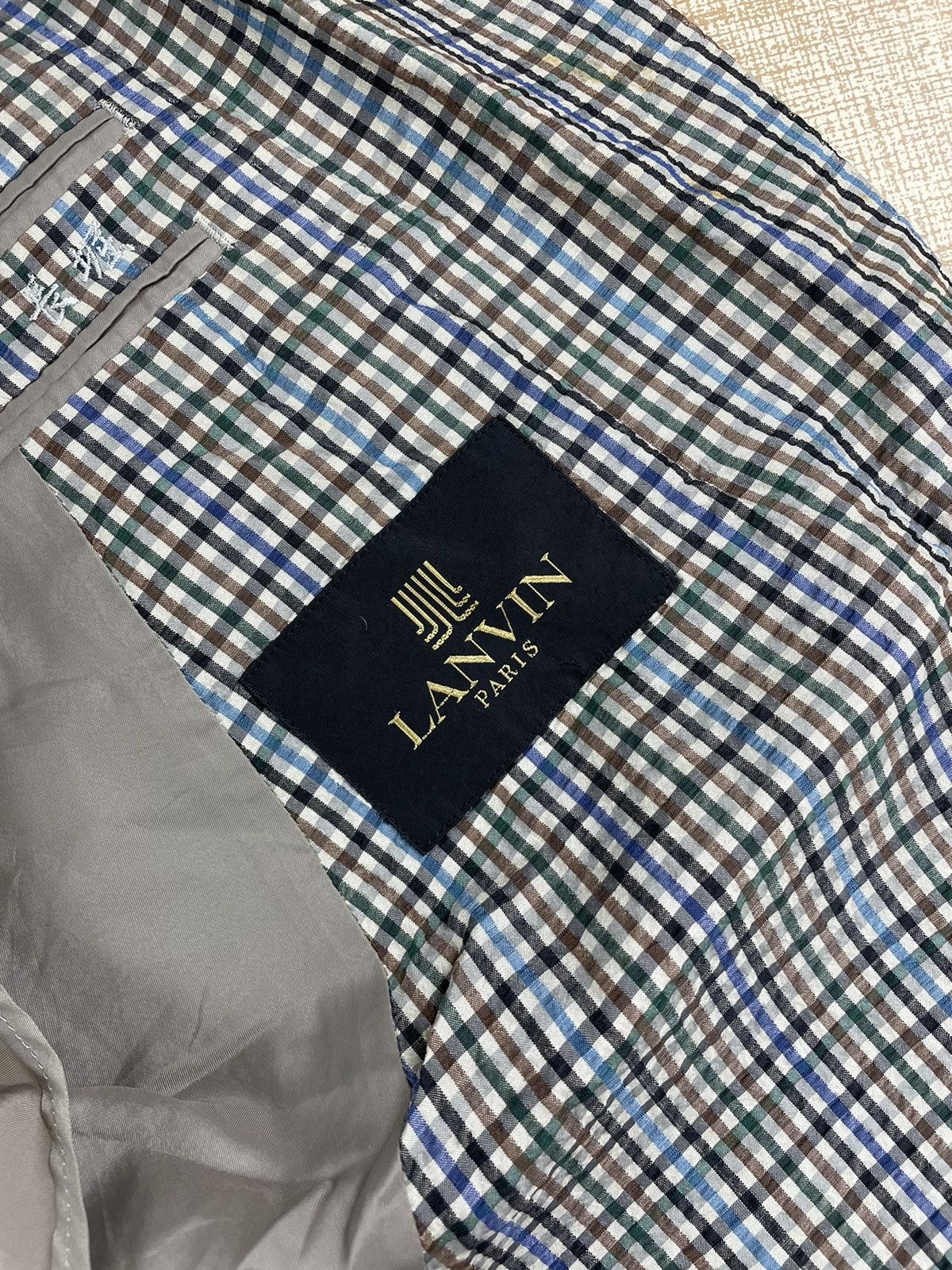 Lanvin × Vintage VINTAGE LANVIN PARIS Luxury Plaid Grey Blazer Jacket Size US M / EU 48-50 / 2 - 6 Thumbnail