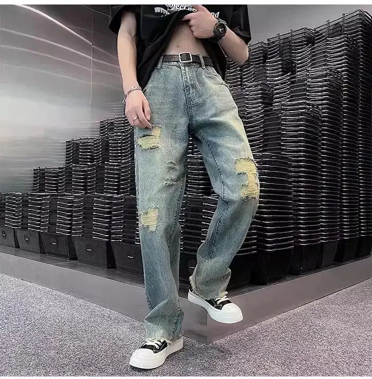 Japanese Brand Retro washed straight leg distressed jeans Size US 30 / EU 46 - 2 Thumbnail