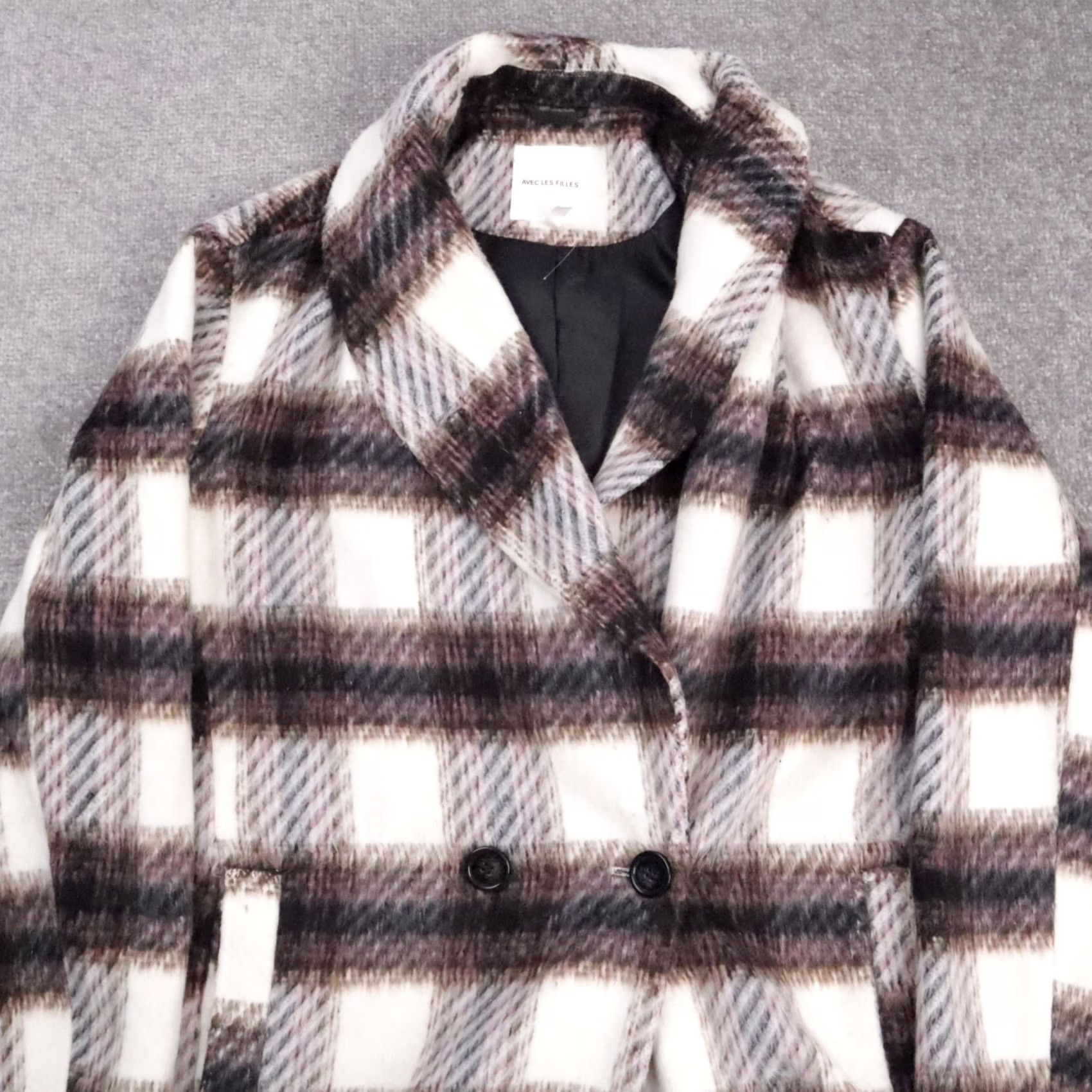 Anthropologie Anthropologie Avec Les Filles L Multicolor Plaid Double Breasted Coat Button Lined Casual Fall Winter Women Size L / US 10 / IT 46 - 6 Thumbnail