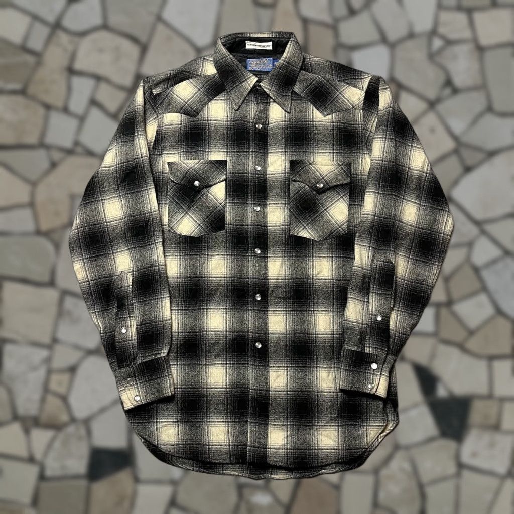 Pendleton VINTAGE Pendleton Western Pearl Snap Plaid Wool Shirt Medium Long Men Size US M / EU 48-50 / 2 - 1 Thumbnail