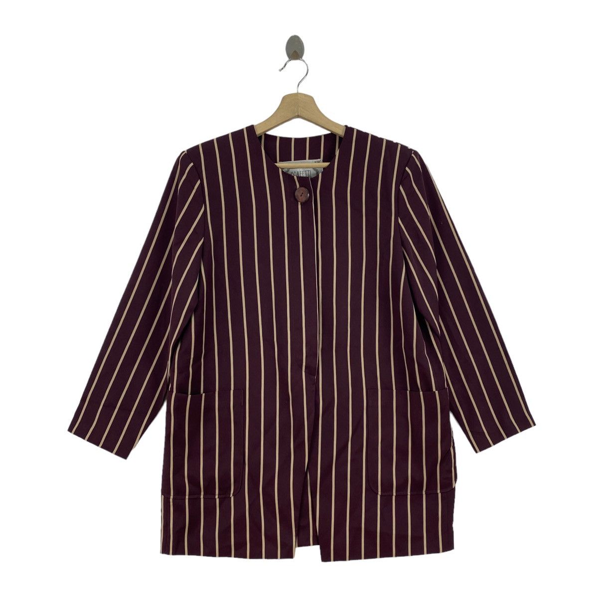 Japanese Brand CONFETTI Japanese Brand Hickory Stripes Burgundy Blouse Size M / US 6-8 / IT 42-44 - 1 Thumbnail