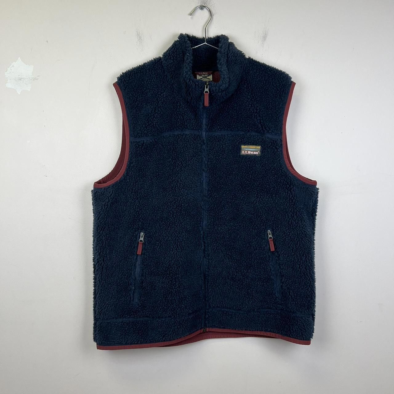 Designer LL Bean Soft Fleece Vest - Navy Red Trim Size US XL / EU 56 / 4 - 1 Thumbnail