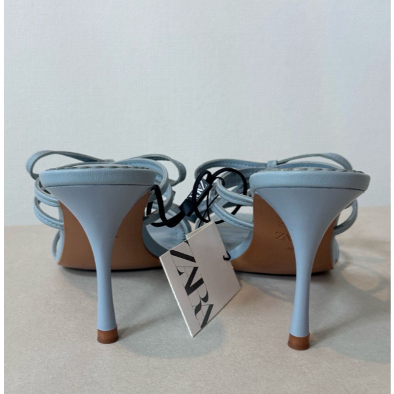 Zara ZARA women's Blue Strappy Heels NWT Size US 8 / IT 38 - 5 Thumbnail