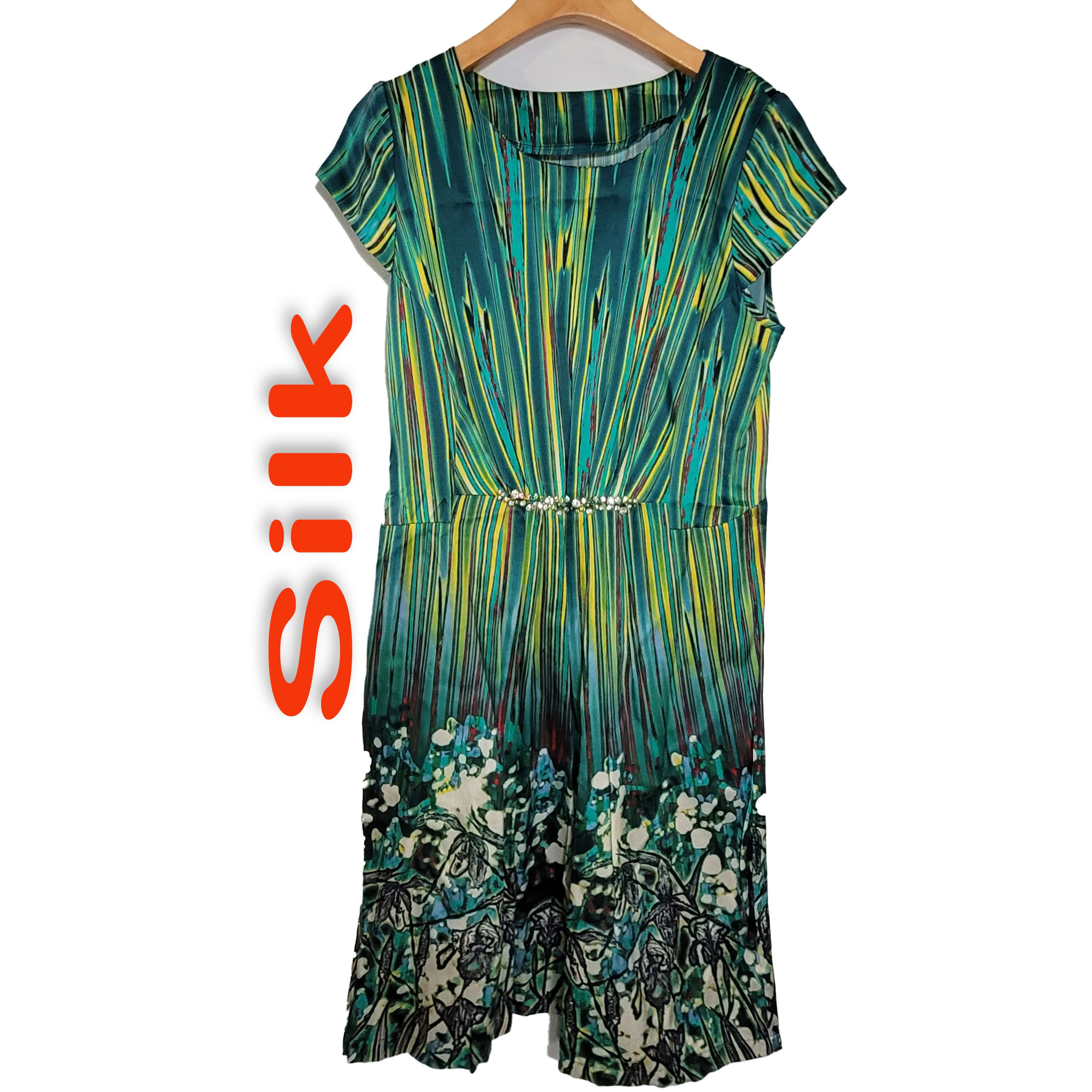 Other Women's Silk Size S Short Sleeve Satin Dress SDK353 Size M / US 6-8 / IT 42-44 - 1 Thumbnail