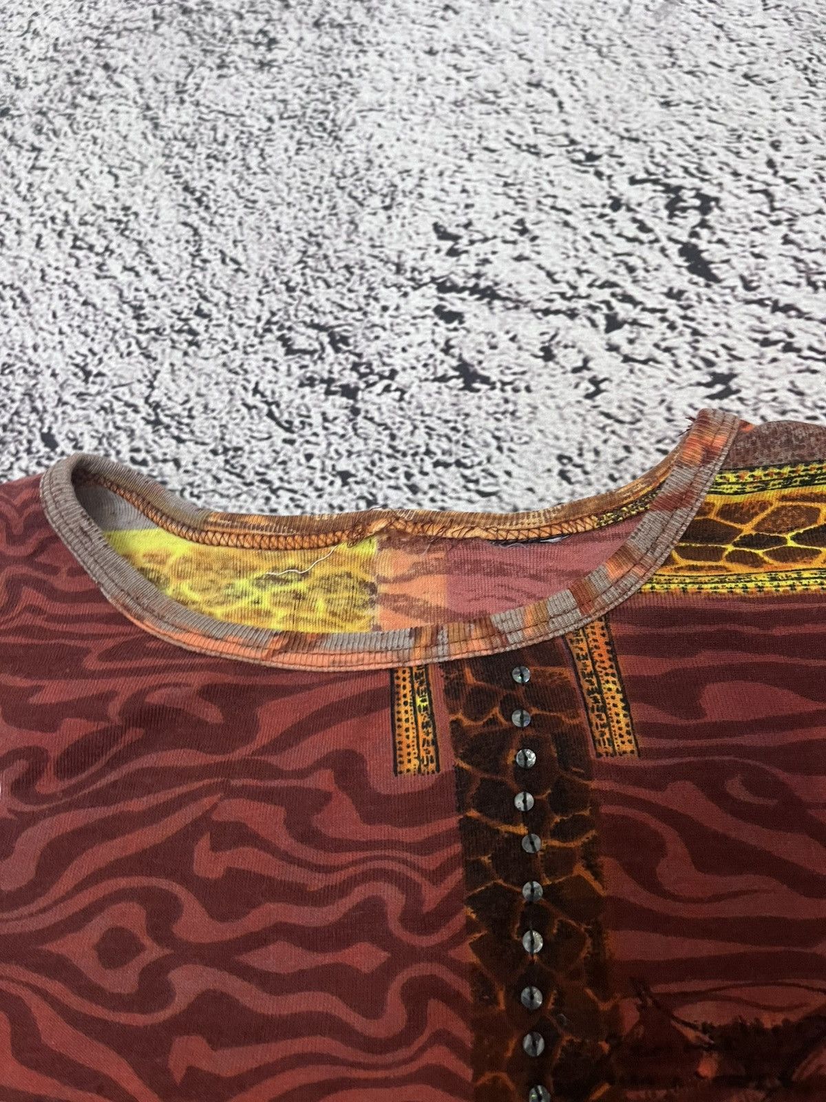 Japanese Brand Vintage 90s African Safari Giraffe Sunset Beaded Top Size M / US 6-8 / IT 42-44 - 11 Thumbnail